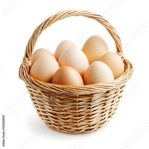 Wallpaper Mural Eggs in a wicker basket, each with smooth shells and varying shades brown, isolated on white background Torontodigital.ca