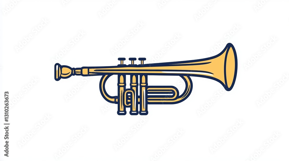 Obraz premium Trumpet Icon with a Simple, Thin Outline