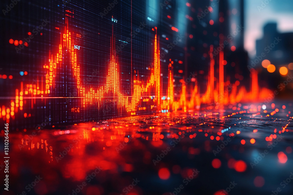 A conceptual image featuring a gradient background with glowing holographic financial elements, generated with AI A conceptual image featuring a gradient background with glowing holographic financial elements, generated with AI