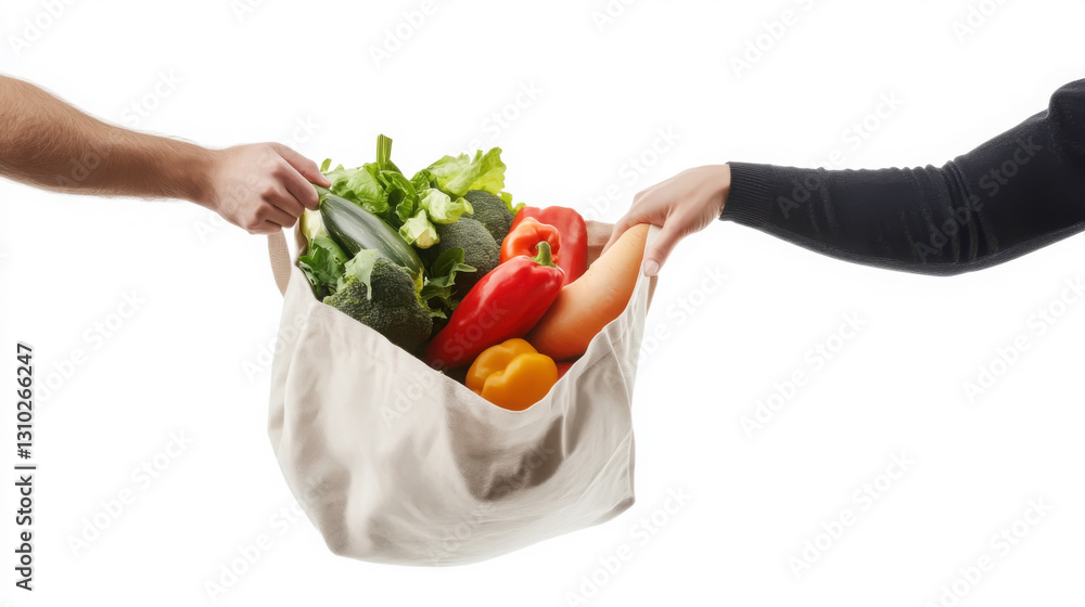 Fresh vegetables in eco-friendly grocery bag highlighting healthy lifestyle and sustainability Fresh vegetables in eco-friendly grocery bag highlighting healthy lifestyle and sustainability