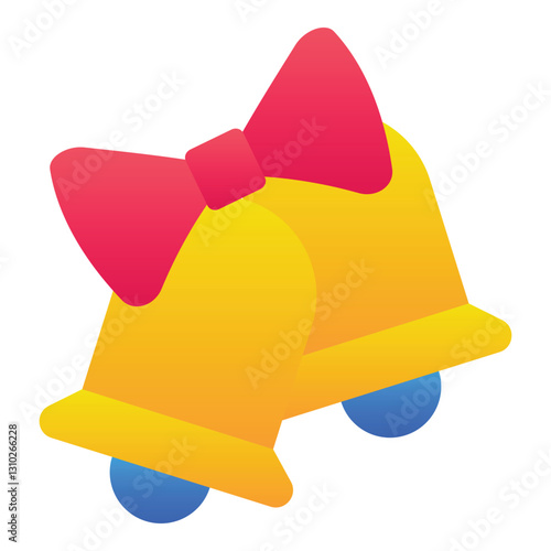 Gradient color icon, illustration for Christmas, jingle bell.