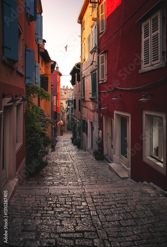 Obraz na płótnie Narrow streets in the old town of Rovinj, Croatia w salonie