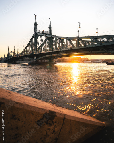 Obraz na płótnie Iconic bridge of Budapest, Liberty Bridge in the morning w salonie