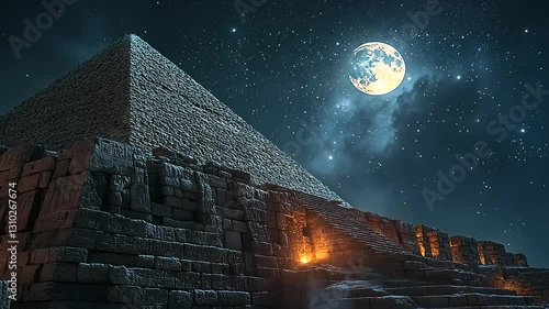 Mystical Pyramid Under the Night Sky photo