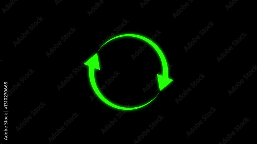 Refresh button, circle arrow repeat, Reload icon 3d animation. Neon refresh icon. Glowing neon refresh icon Animation.