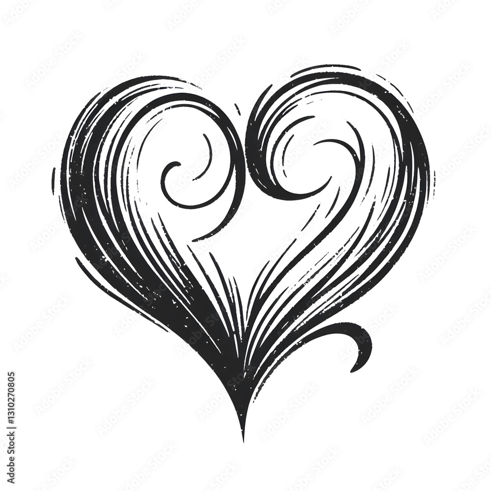 custom made wallpaper toronto digitalMinimalist Hand-Drawn Black Heart, perfect for Mother's Day, Valentine's Day, love themes, and romantic designs isolated on transparent background