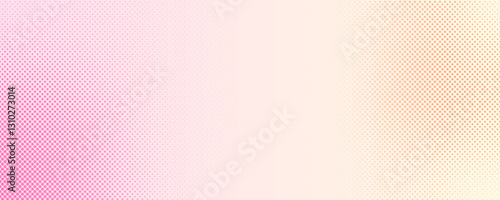 Gradient yellow and pink polka dot background. Minimal banner design. Abstract pattern. Empty space in the middle. Template for business card, brochure, poster, cover. Art & Illustration