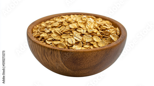 Wholesome Simplicity: Dry Oat Flakes in Wooden Bowl

