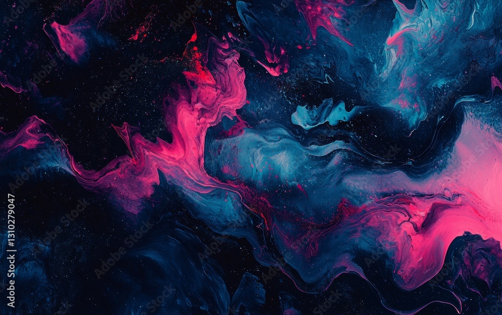 Obraz premium Colorful abstract swirls of blue and pink create a mesmerizing pattern reminiscent of cosmic landscapes