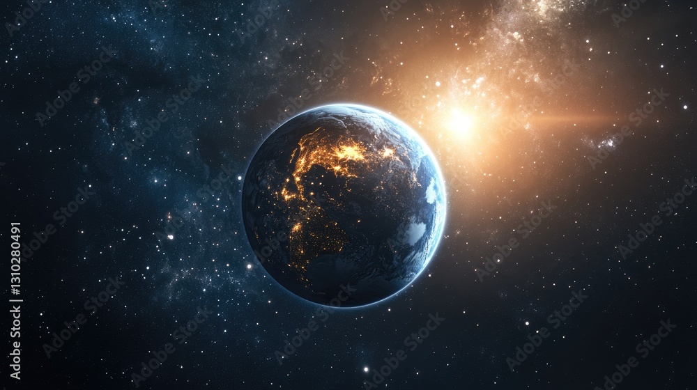Fototapeta premium Earthrise, Celestial Sunrise over Our Planet