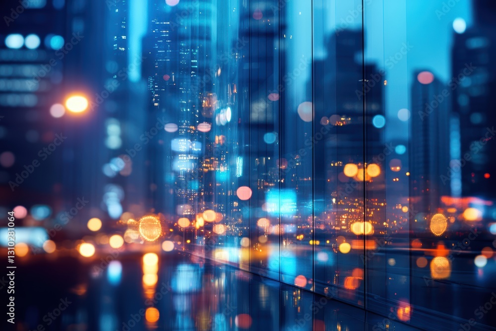 Aerial view of a vibrant city illuminated by numerous lights at night. Aerial view of a vibrant city illuminated by numerous lights at night.