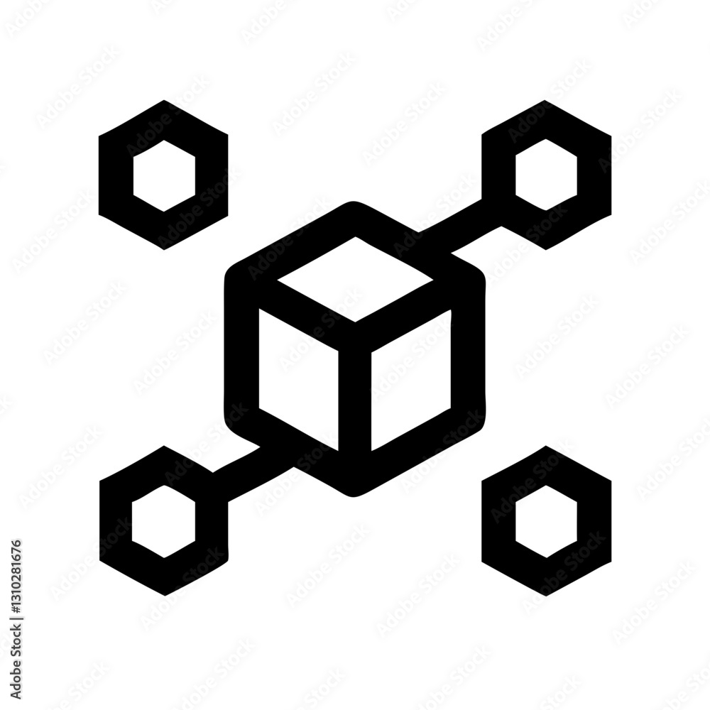 Blockchain-node icon with connections, technology concept Blockchain-node icon with connections, technology concept