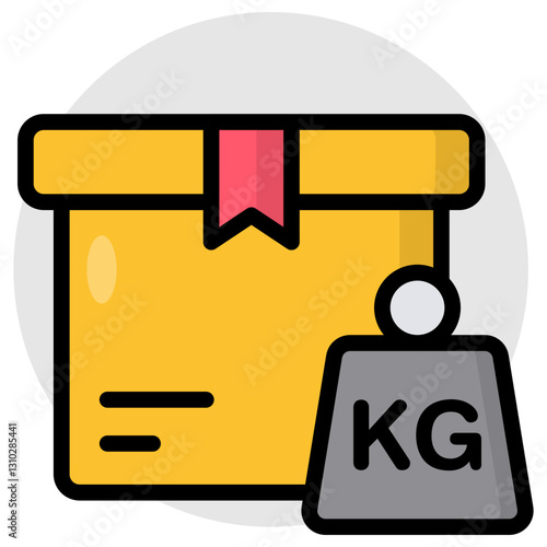 Conceptual flat design icon of parcel weighing