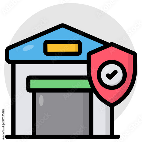 Flat design icon of warehouse security