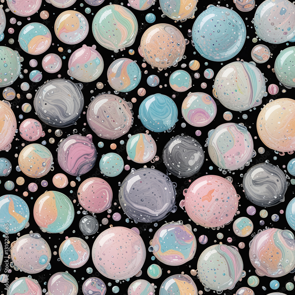 Candyland Pastel color marbled bubbles blobs and oozes from crazy planet seamless repeating pattern