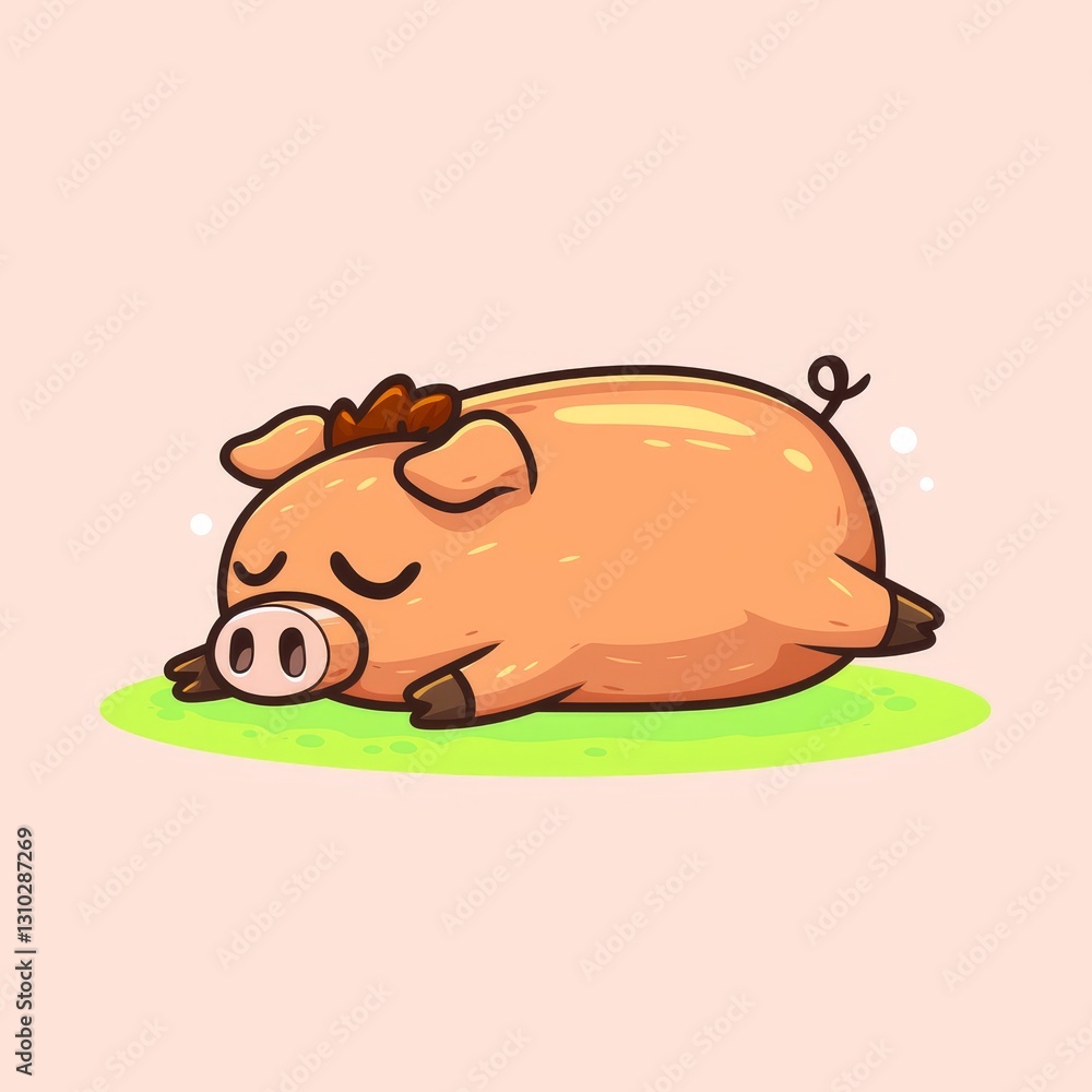 Cute Pig Sleeping on Grass (7) Cute Pig Sleeping on Grass (7)