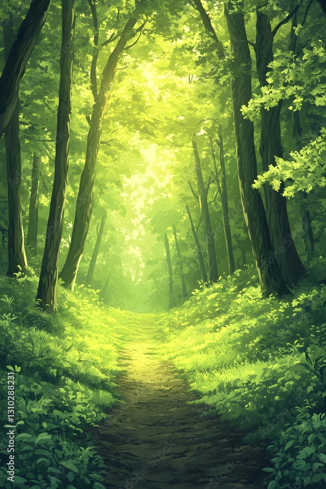 Obraz premium Sunshine Forest in the Morning Mist