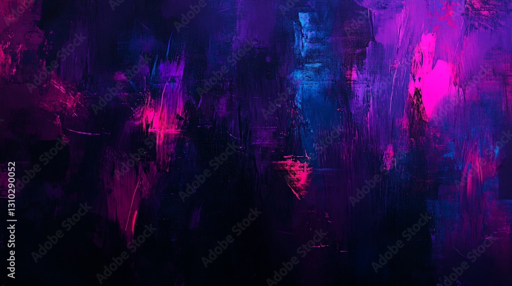Fototapeta premium Abstract Neon Painting, Dark Hues, Brushstrokes