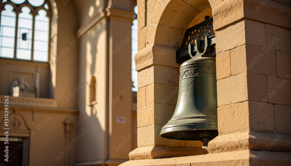 Obraz premium Elegant Easter church bell in cathedral, divine symbolism