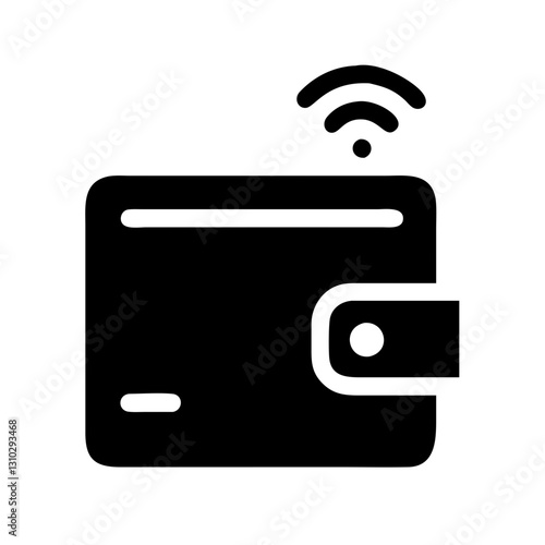 Smart wallet icon with wireless symbol, fintech innovation concept
