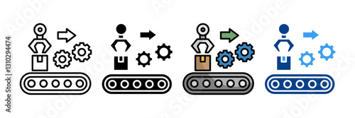 Conveyor System  Icon Set Multiple Style Collection