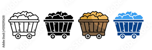 Mine Cart  Icon Set Multiple Style Collection