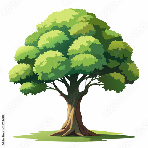 Lush Green Foliage with Varied Leaf Textures in Bright Background