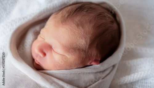 sleeping newborn baby wrapped in blanket