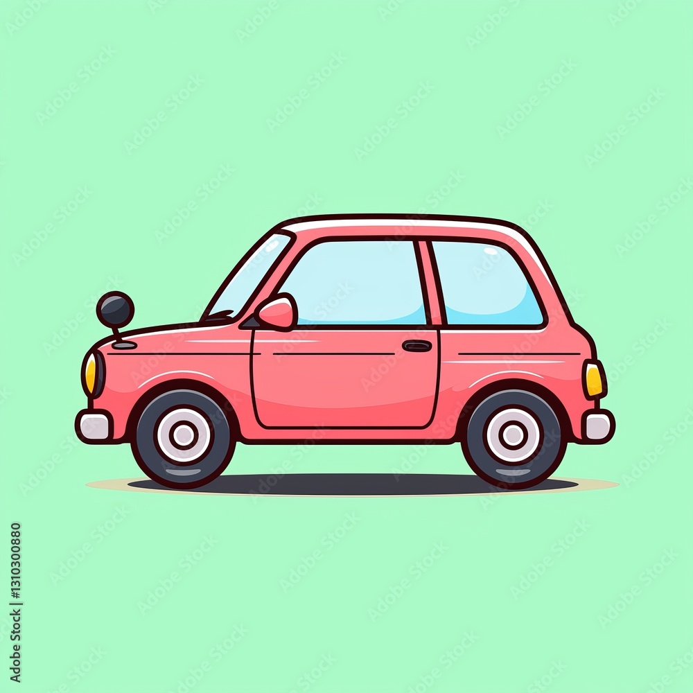 Obraz premium Cute Pink Car Illustration (2)