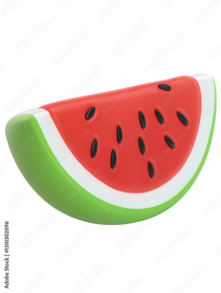 3D Render Of A Single Watermelon Slice With Green Rind White Flesh And Black Seeds On Transparent Background, PNG 3D Render Of A Single Watermelon Slice With Green Rind White Flesh And Black Seeds On Transparent Background, PNG