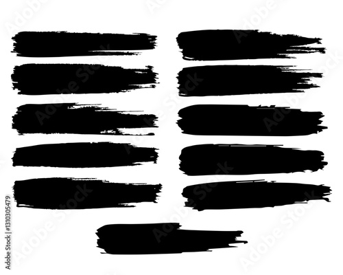 Colección de trazos de pincel de tinta, elementos grunge, trazos de pincel vectorial.