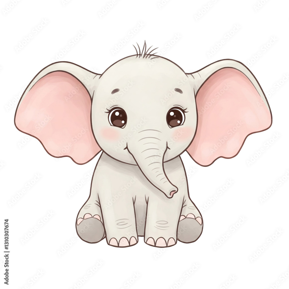 Charming baby elephant sitting gracefully, isolated on a transparent background ideal for whimsical designs, ads, and creative projects Charming baby elephant sitting gracefully, isolated on a transparent background ideal for whimsical designs, ads, and creative projects
