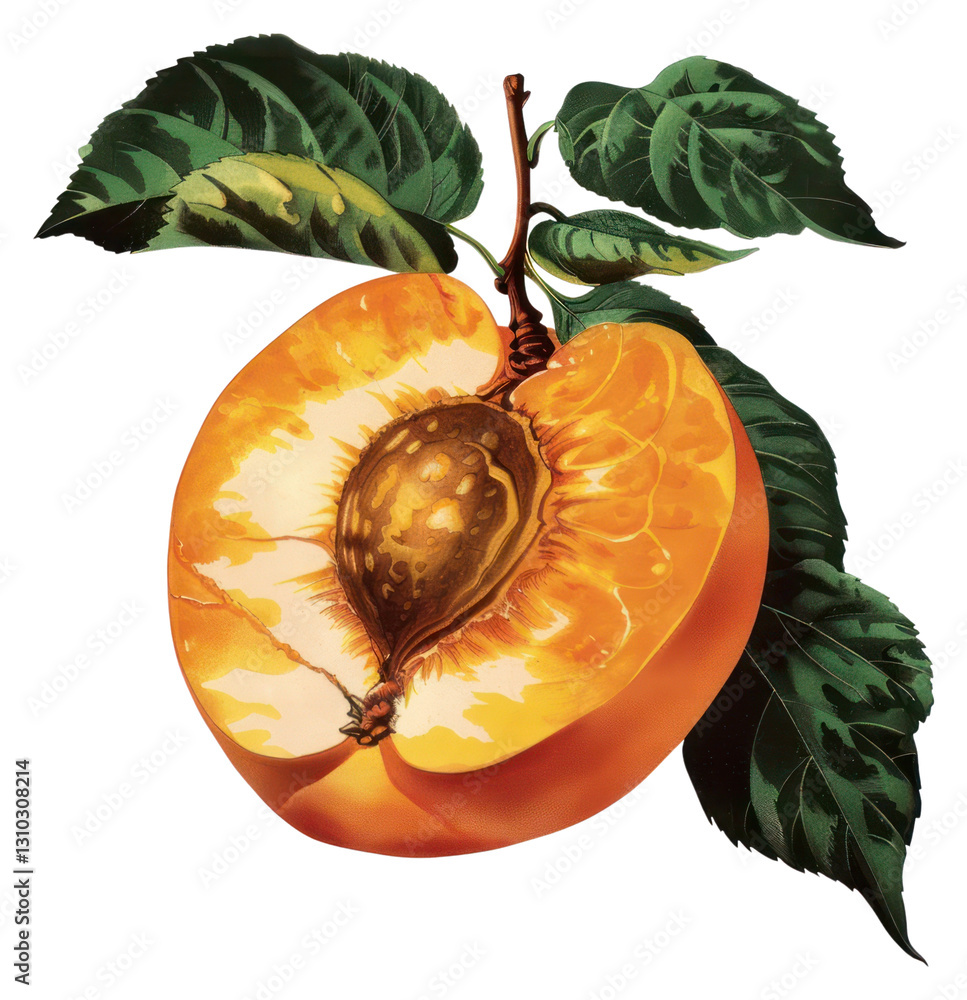 Fototapeta premium PNG Vibrant sliced peach illustration