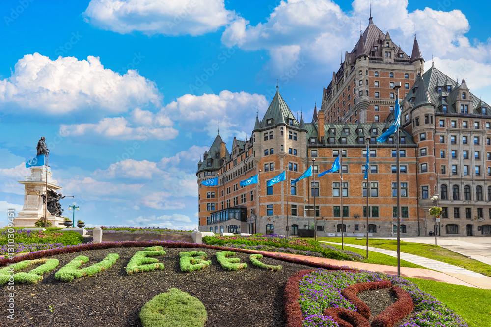 Canada, Chateau Frontenac in Quebec historic center with panoramic views of Saint Lawrence River .