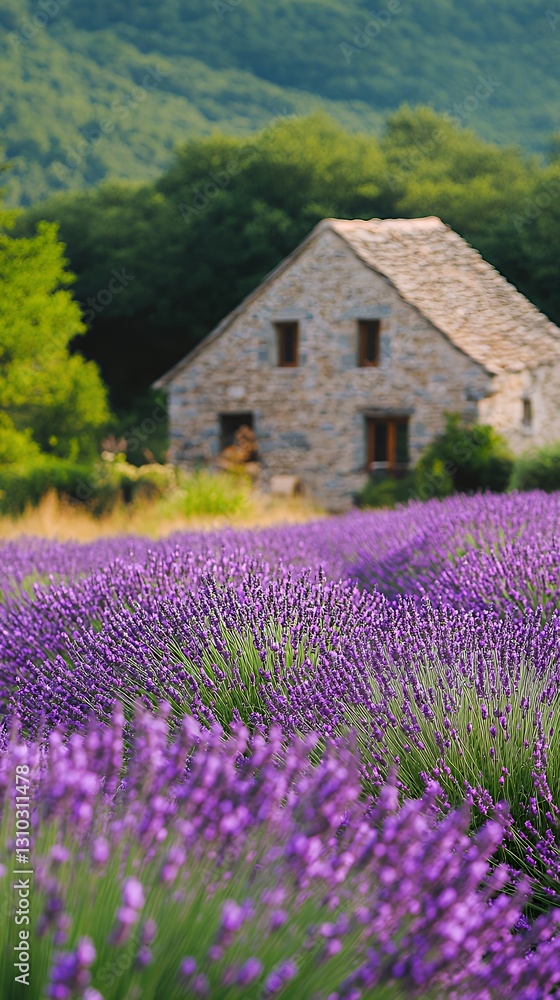 Cozy Stone House in a Blooming Lavender Field Cozy Stone House in a Blooming Lavender Field