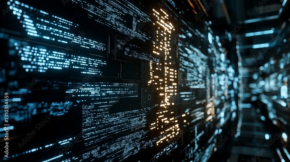 Fototapeta premium Digital Data Stream Corridor Futuristic Tech