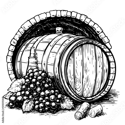 Exploring the Art of Winemaking with Barrels, Grapes, and Bottles in a Timeless Rustic Setting