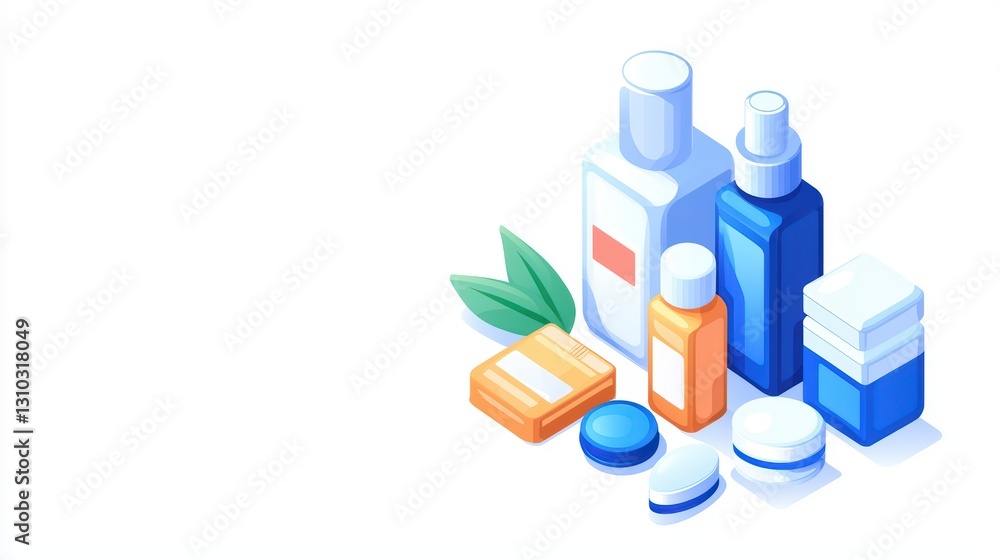Pharmacy and Healthcare Concept with Bottles and Medicines on a Clean Background Pharmacy and Healthcare Concept with Bottles and Medicines on a Clean Background