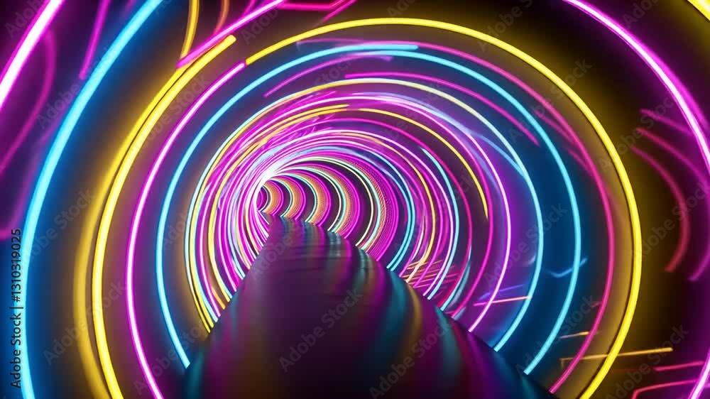 Neon-Tunnel mit futuristischer Beleuchtung Neon-Tunnel mit futuristischer Beleuchtung