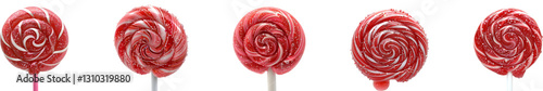 Red swill lollipop on transparent background collection set