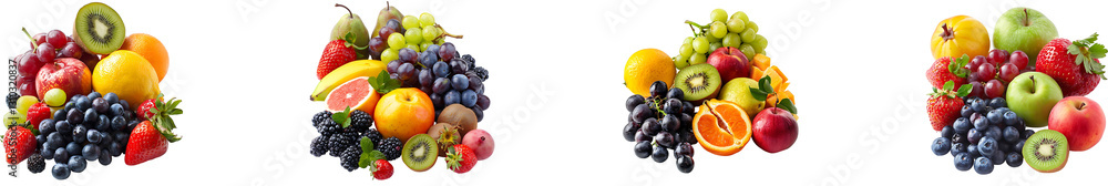 Fresh fruits on transparent background collection set Fresh fruits on transparent background collection set
