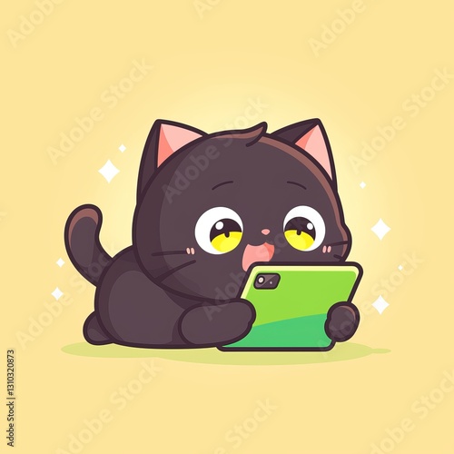 Cute Cat Playing Smartphone