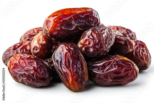 Falling dried dates isolated on white background, perfect for food and Ramadan themes