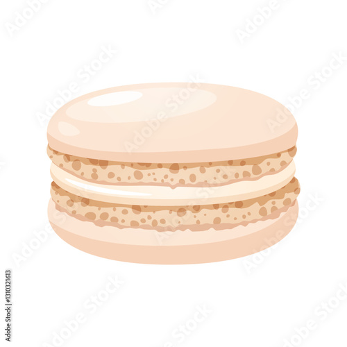 French macaron dessert with vanilla flavor isolated on white background.