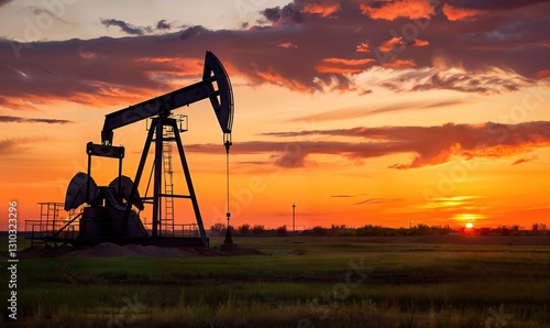 Drilling rigs in an oil field in the desert