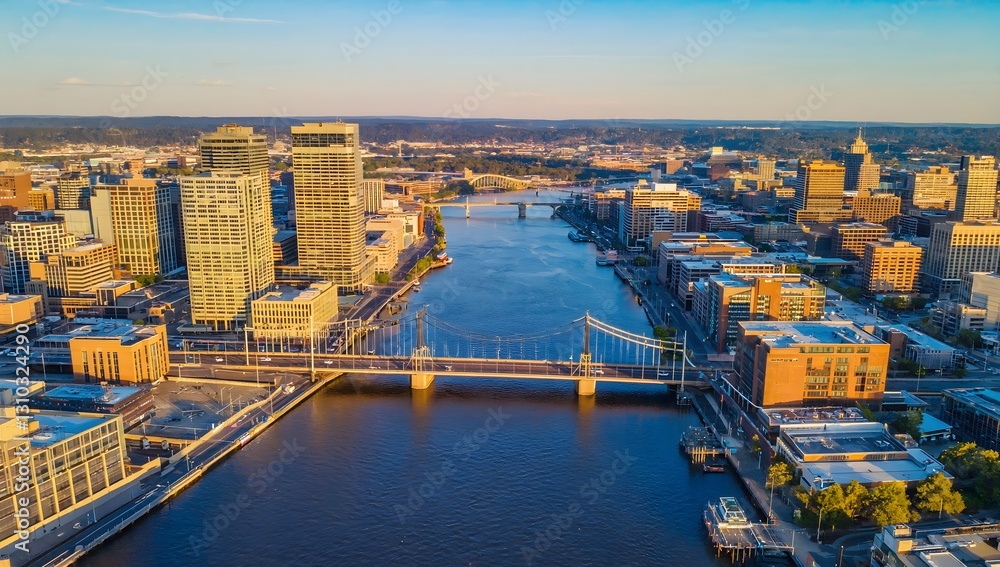 Fototapeta premium Aerial View Over Downtown Portland Oregon and the Willamette River