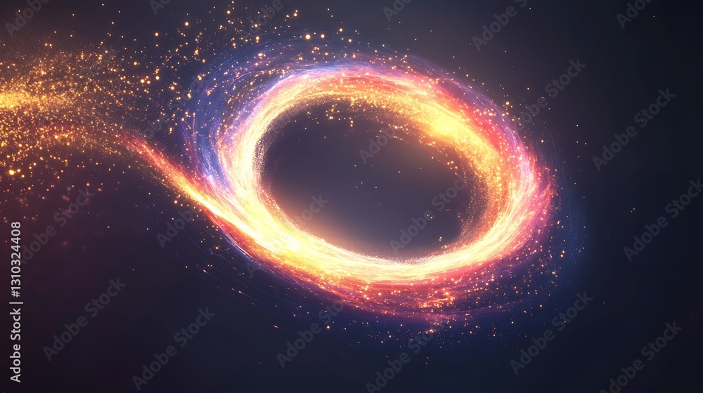 Obraz premium Abstract swirling fire ring in space