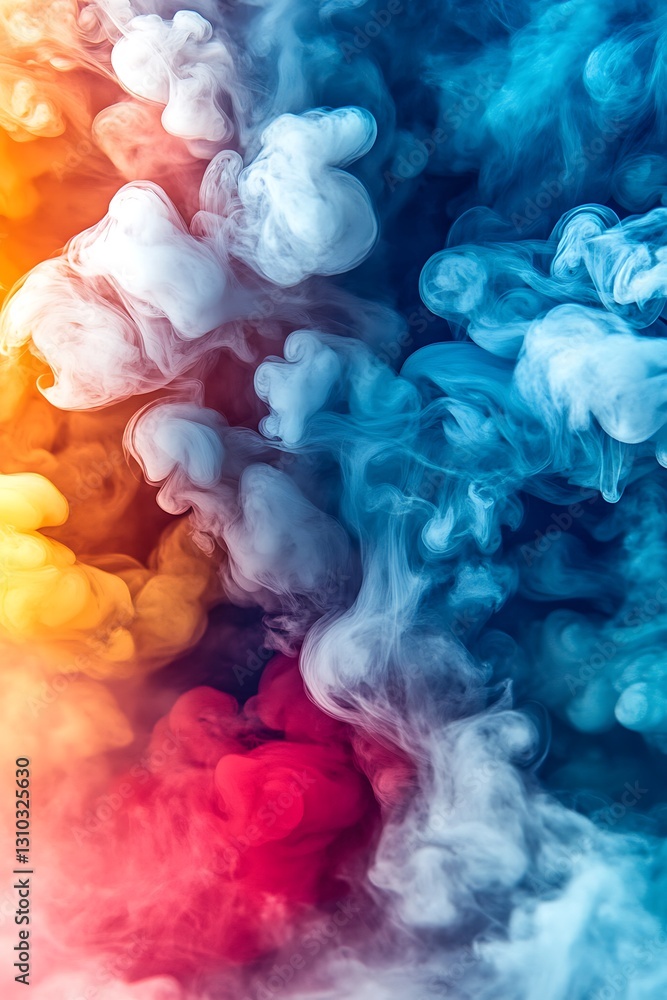 Fototapeta premium Vibrant interplay of spectral smoke creates a mesmerizing backdrop