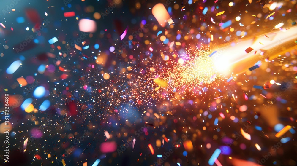 Colorful Confetti Explosion With Bright Sparks Colorful Confetti Explosion With Bright Sparks