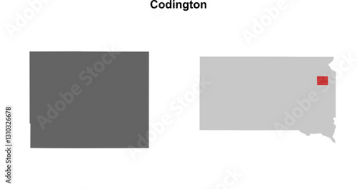 Codington County (South Dakota) blank outline map set
